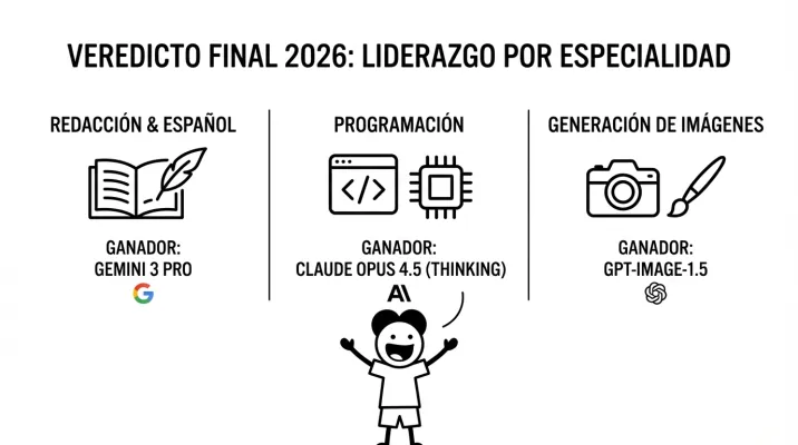 Mejores modelos por especialidad (Imagen hecha con Nano Banana Pro)